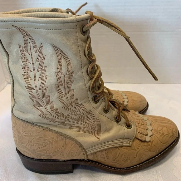 Vintage Larry Manhan Nattool Roper Boots Size 6.5 granny, core cowgirl leather - Picture 6 of 10